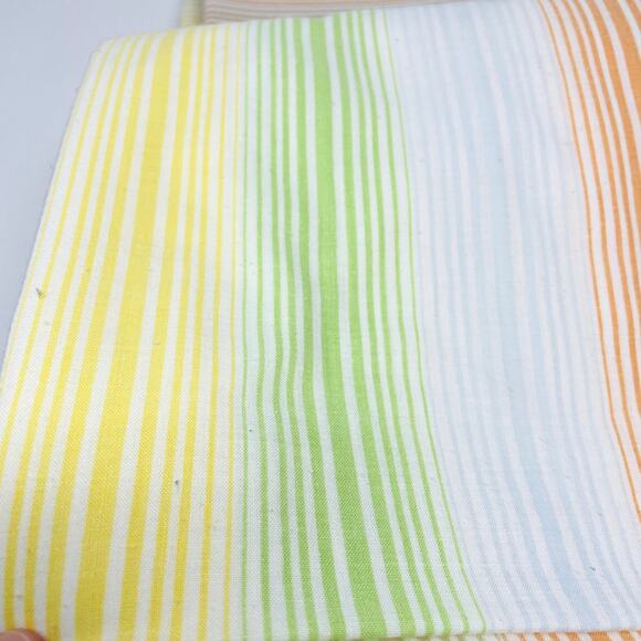 Lot of Vintage Sheets Green Orange Yellow Blue Brown Stripe - Picture 4 of 5